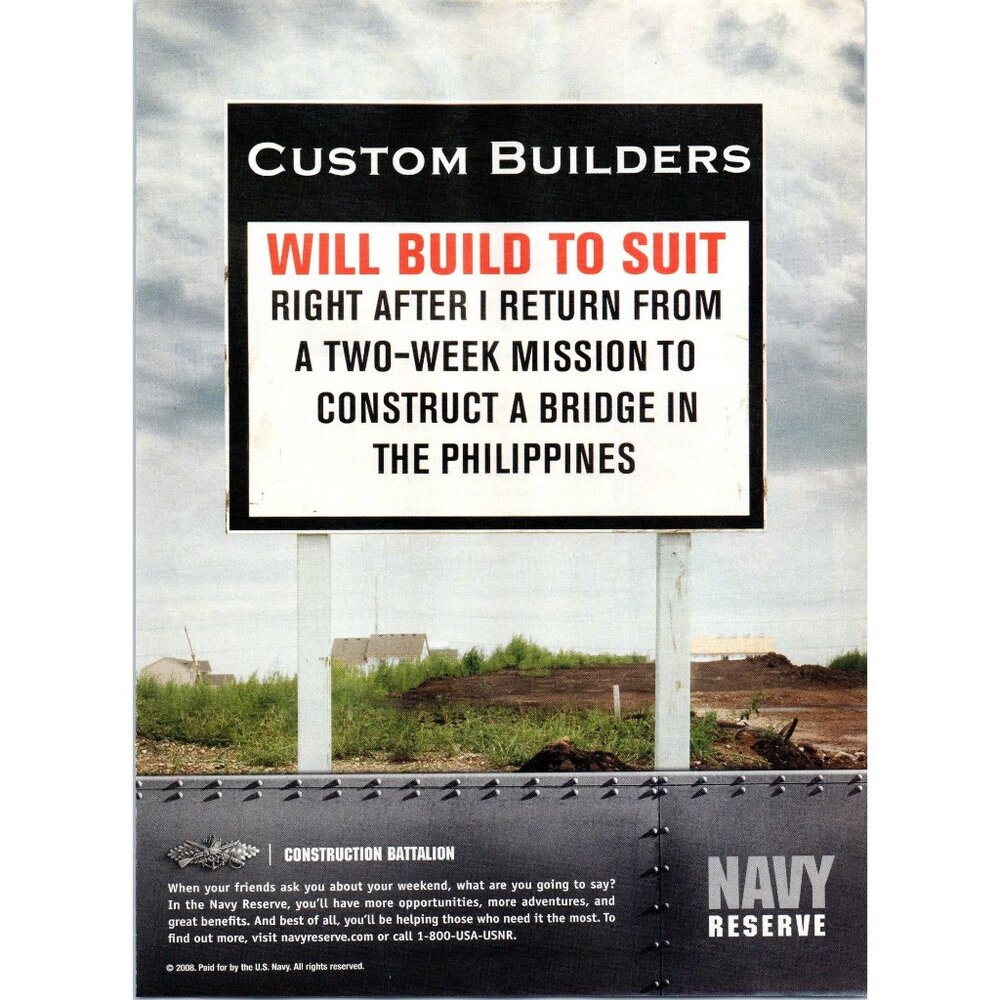 2008 US Navy Reserve Recruiter Recruiting Vintage Print Ad Phillipines Wall Art